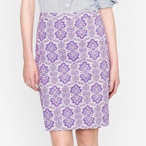 J.Crew Purple Paisley Pencil Skirt